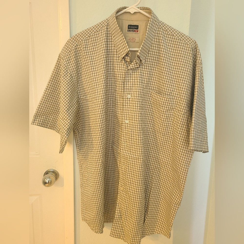 Haggar Forever New Men's Casual Button-Down Shirt-Size Xtra Large